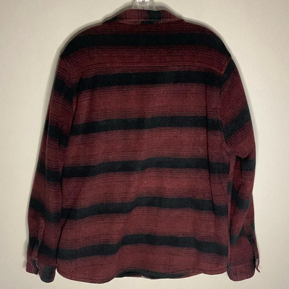 Voyager Men's Remote Plaid Fleece Shirt Jacket Large black maroon Sherpa - Picture 2 of 9
